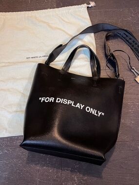 Off-White Sculpture Black leather tote handbag "For Display Only" Crossbody Bag
